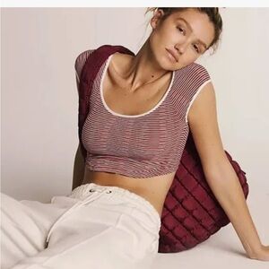 NWOT free people What’s The Scoop Baby Tee in Red/White Combo Size: XS
